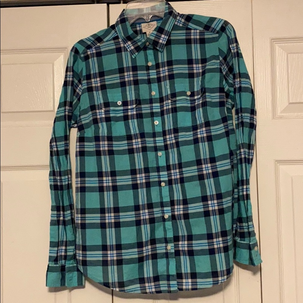 aqua navy and white flannel